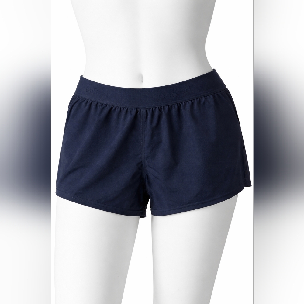 Navy Blue Running Shorts High Waisted Quick-Dry with Zipper Pocket Size Med